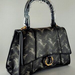Black Monogram Flap Satchel – Chic, Elegant, and Timeless P 404 BL